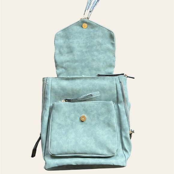 VR NYC Denim Style Flap Backpack Purse - Picture 4 of 7